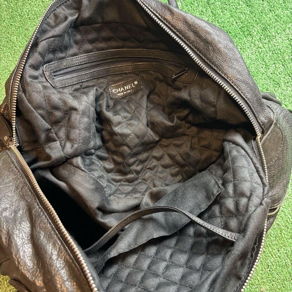 CHANEL Coco Mark Matelasse Boston Bag Travel Black Large Bowling Bag Authentic - Picture 4 of 16